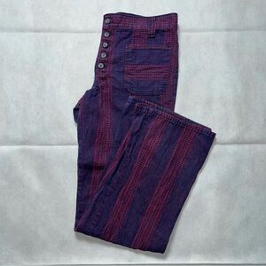 Miss H.I.S. Vintage pink and purple slight flare cotton button fly pants
